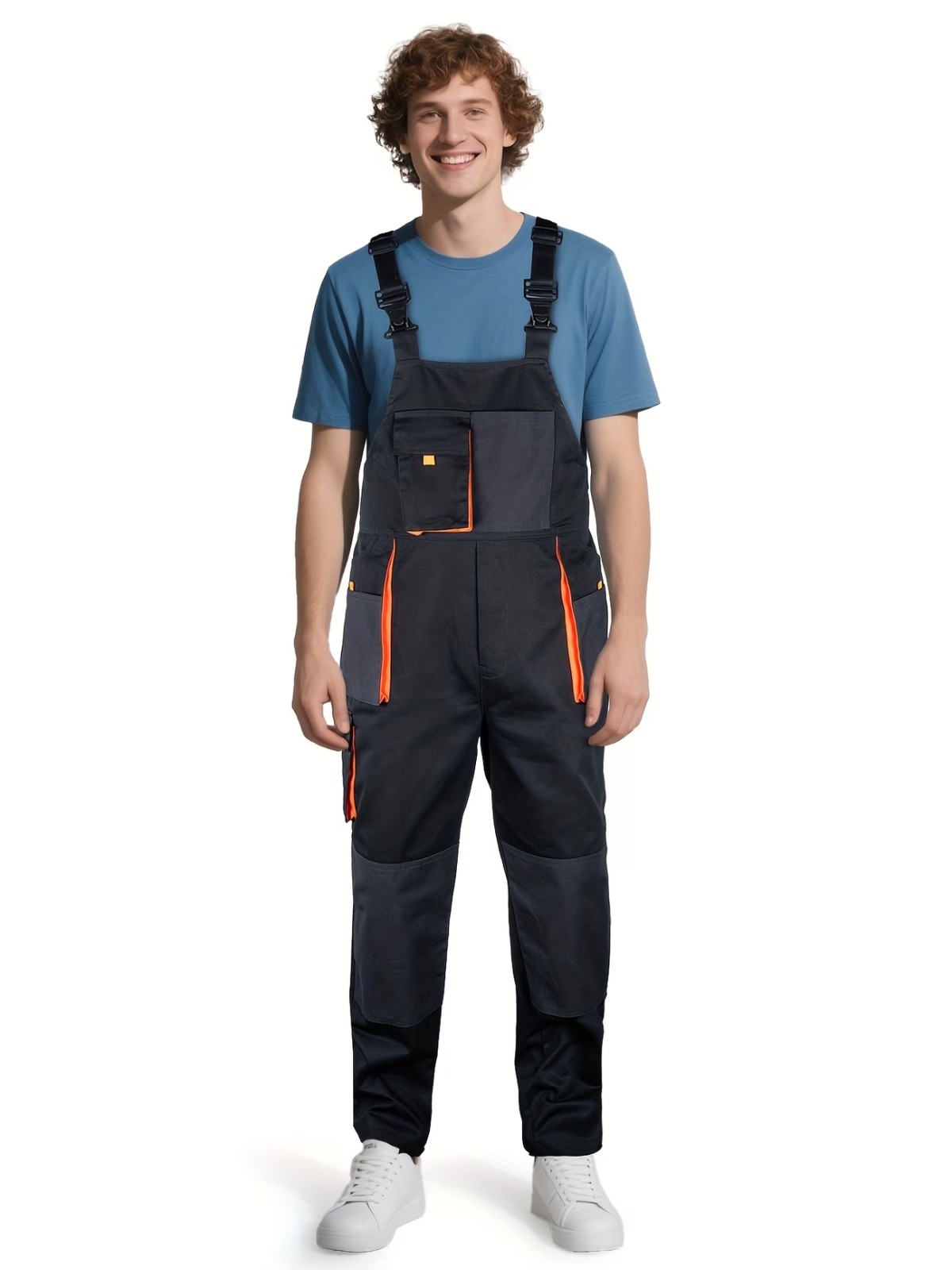 Men’s Multi-Pocket Canvas Work Overalls with Reinforced Knees