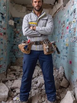 Men’s Workwear Jacket and Pants Set with Utility Pockets